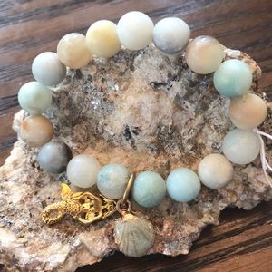 Gorgeous Blue Amazonite Bracelet w/ Beach Charms